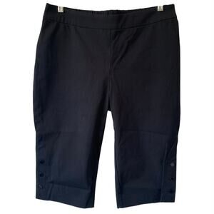 ISAAC MIZRAHI LIVE NWOT 24/7 Stretch Slim Pedal Pusher 14 Petite Black Pull On